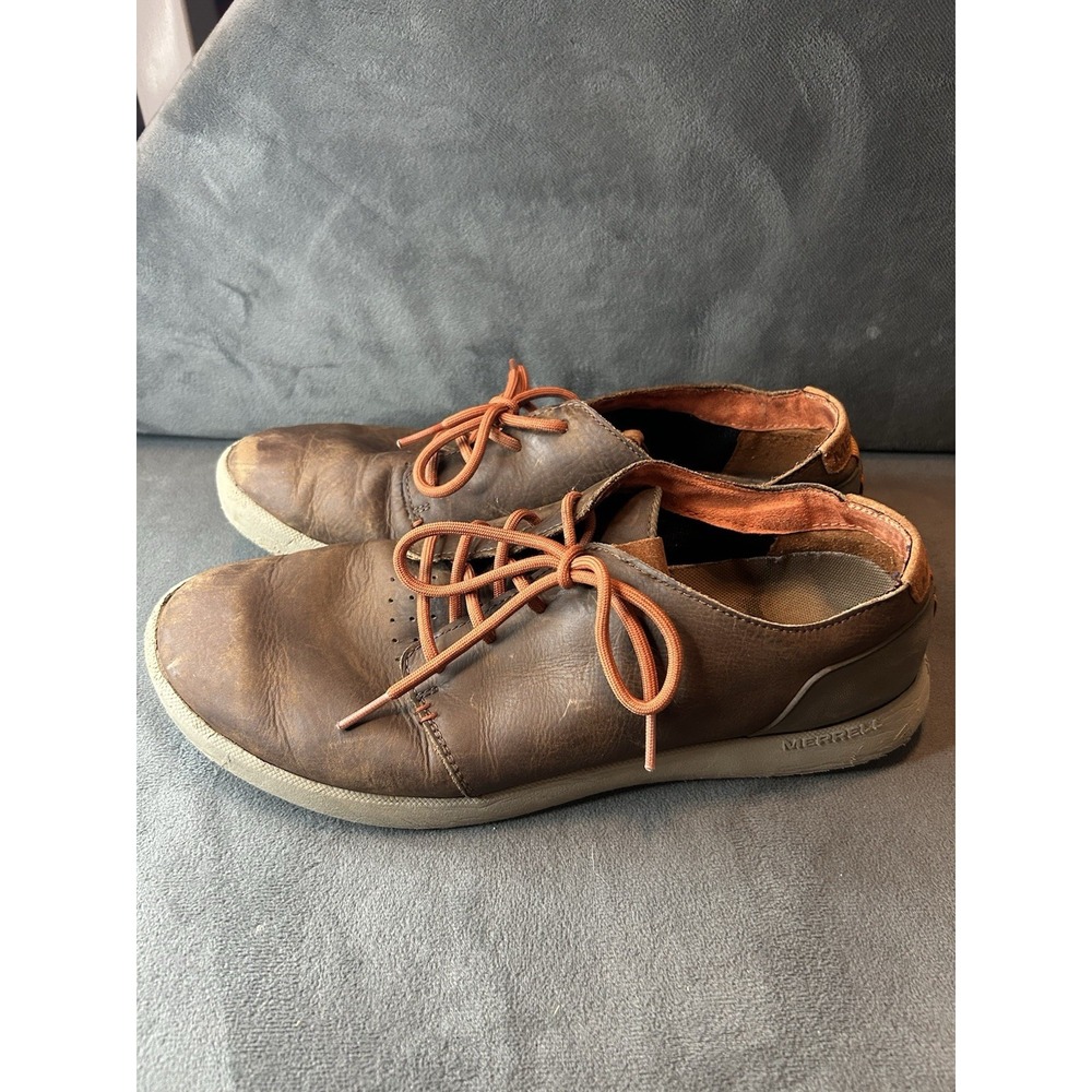 Merrell J41385 Mens 11 Dark Earth Brown Leather Lace Up Casual Walking Shoes